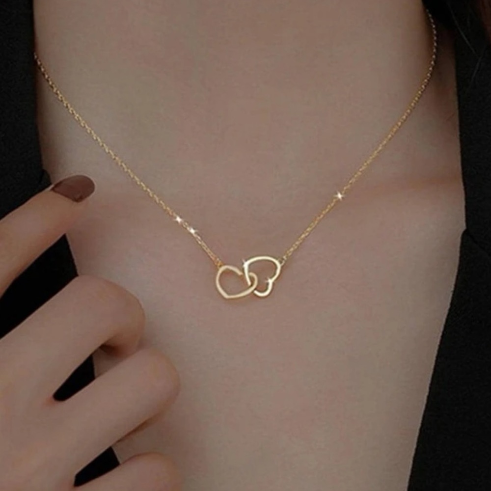 2/$10 NEW! Double Heart Charm Necklace Cute Boho Summer Dainty